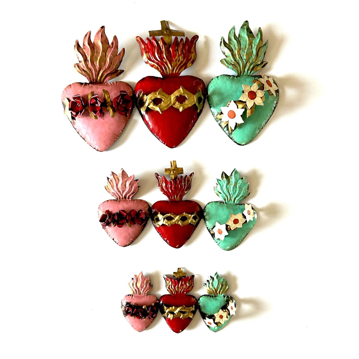 Triple Corazon Espinas de Flores y Rosas