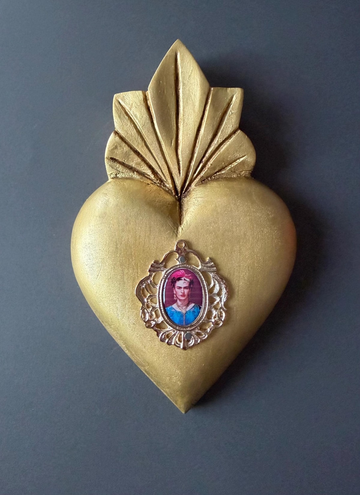 Frida Kahlo Wood Sacred Heart Milagro