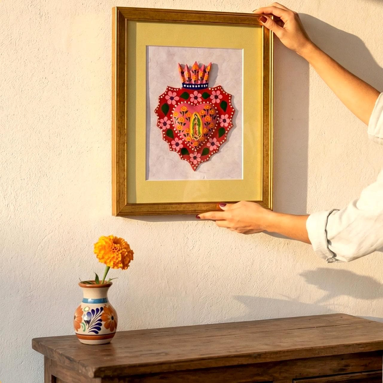 Framed Guadalupe Decorada Mate 12.25"x 15.25"