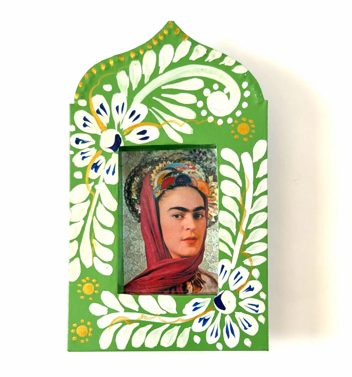 Handmade Tin Nicho Frida Kahlo Small, Mexican Folk Art Boho Niche 5.5”