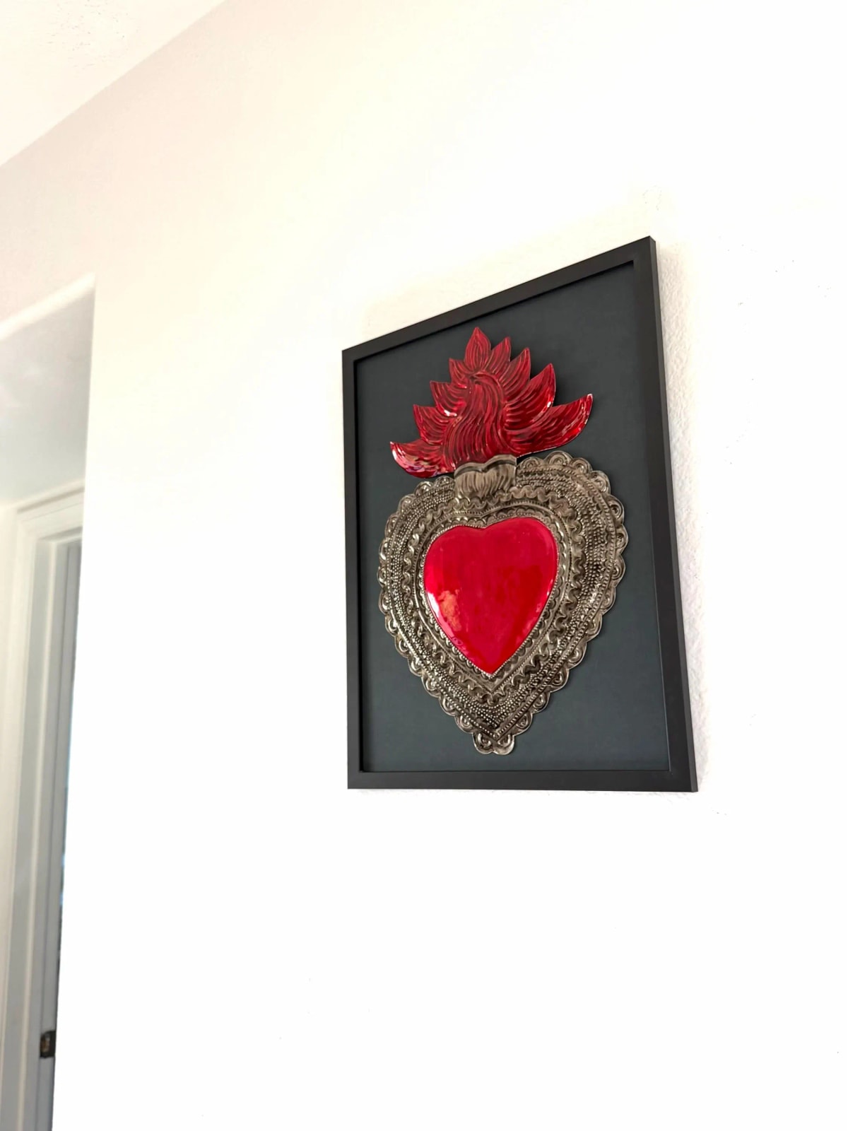 Tin Ex-Voto Charm, Gift For Abuela, Framed Pavonado 13"x 17"